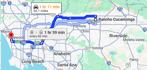 Directions Rancho Cucamonga to LAX Airport After Five Limousines