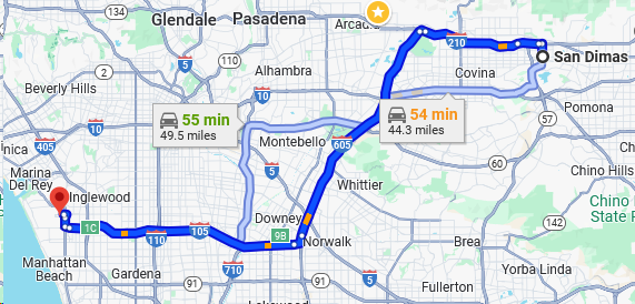 San Dimas to LAX Airport After Five Limousines Directions